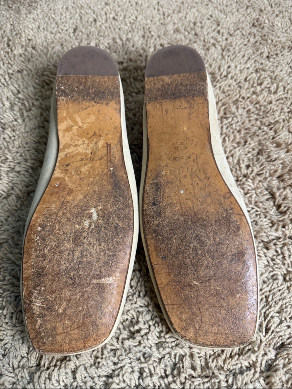 Vince Leah Ballet Nubuck Ballet Flats Square Toe Beige size 8 Minimalist Spring - Picture 6 of 8